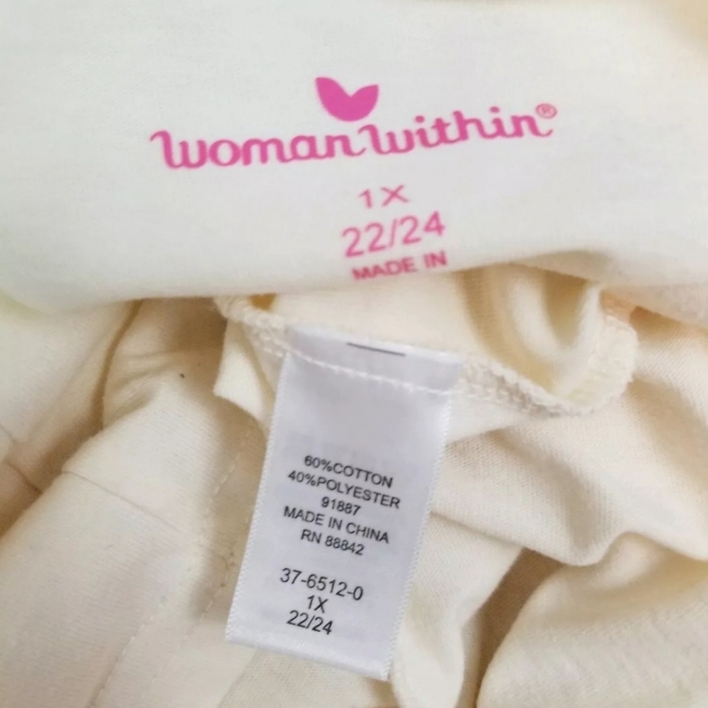 Woman Within Plus 1X Off-White Pleated Tunic Top - Picture 8 of 8